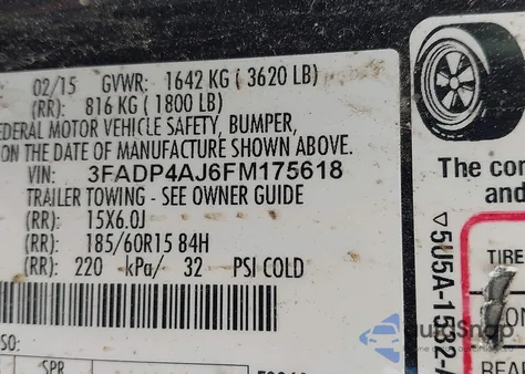 2015 Ford Fiesta S from USA, damaged, VIN 3FADP4AJ6FM175618